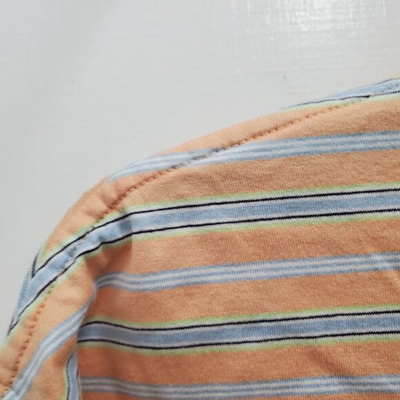 House of Carrington Legend Men's Orange Blue Stripe Mercerized Cotton Polo Sz‎ L - Picture 2 of 8